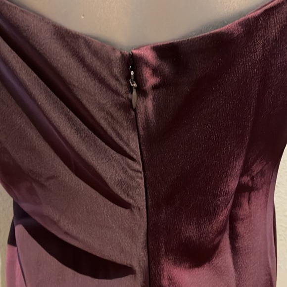 BHLDN Jennings Ruched Side Slit Satin Charmeuse Dress NEW Size 6 Dark Berry - Picture 7 of 14